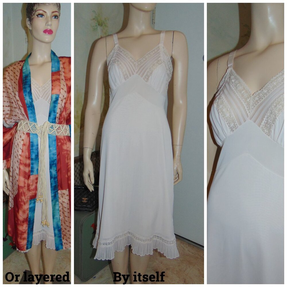 Vintage 60s Aristocrat Nightgown Slip Dress Pink Fairy Coquette Festival 34/S
